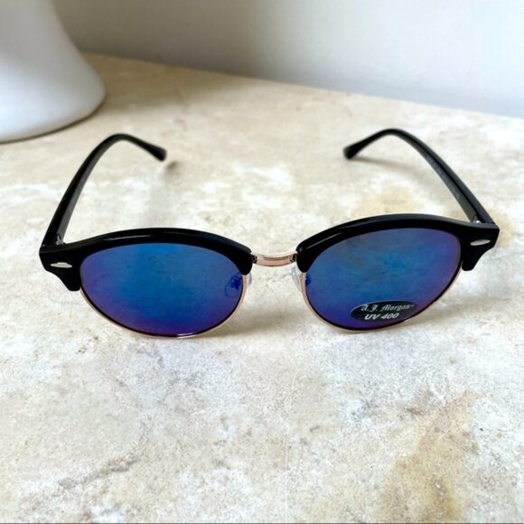 AJ Morgan blue mirrored black frame sunglass NIP - Picture 1 of 7